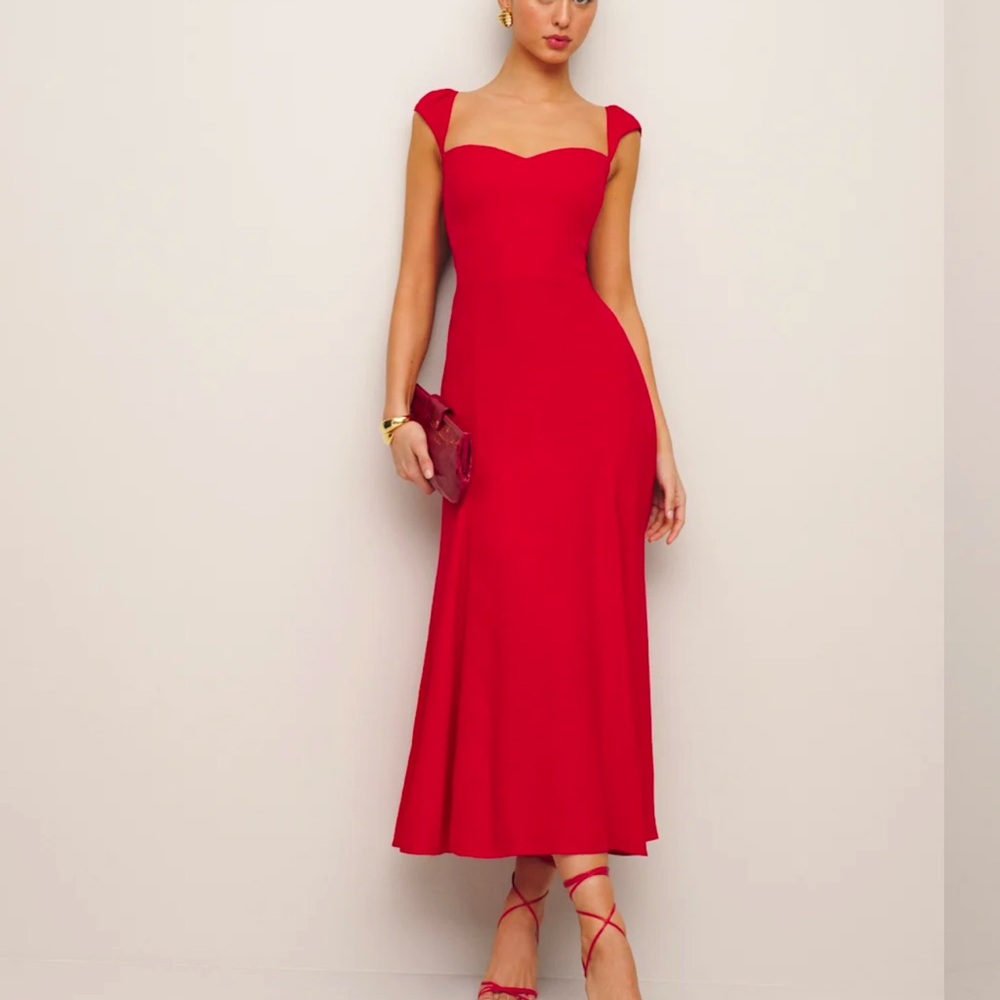 Reformation Red Midi Dress